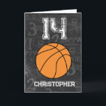 Personlig 14:e födelsedagsbasket kort<br><div class="desc">Ett modernt 14:e basketbollkort som du lätt kan anpassa framsidan med namn och insidan av kortmeddelandet. Ett födelsedagskort för basketboll i personlig för basketbollspelare,  basketboll i fläkt etc.</div>