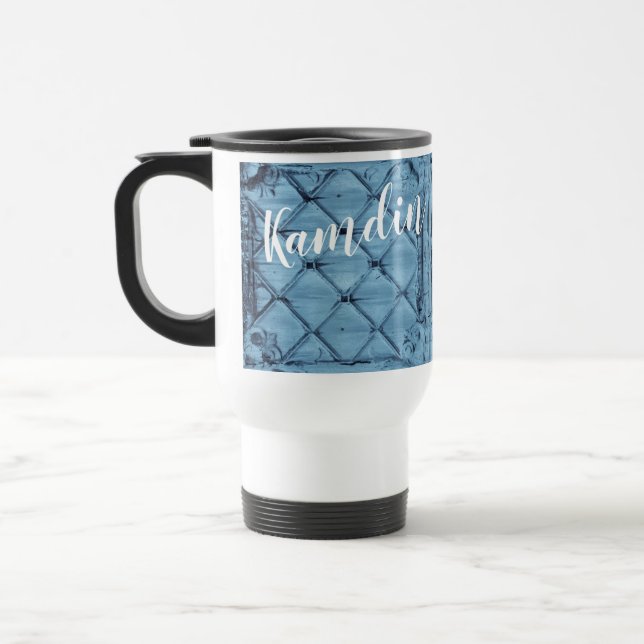 Personlig 15 uns kaffe mugg Rustic Tin Panel (Vänster)