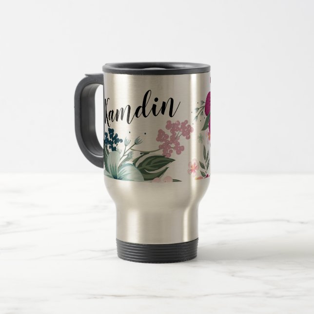 Personlig 15 uns kaffe mugg Tropical Flowers (Framsida vänster)