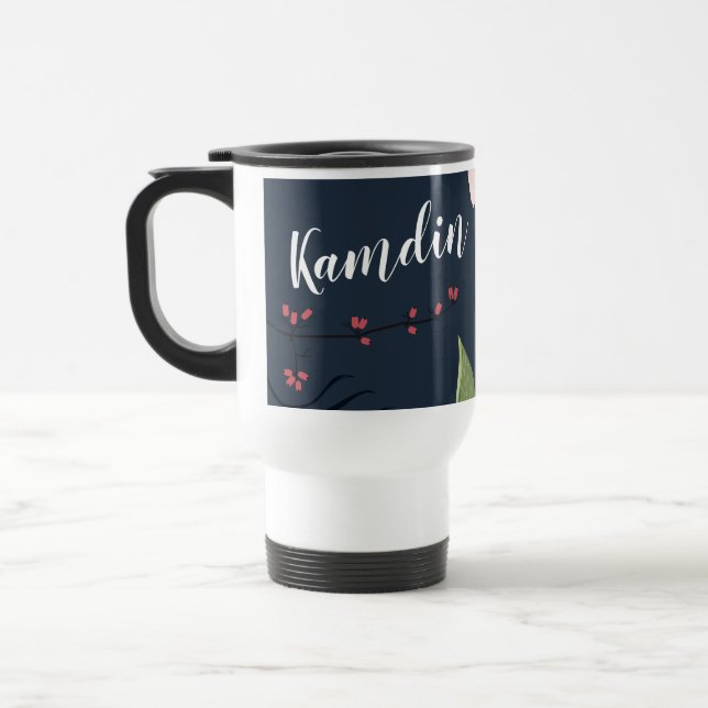 Personlig 15 uns kaffe mugg Vit Blommigt Flow (Vänster)