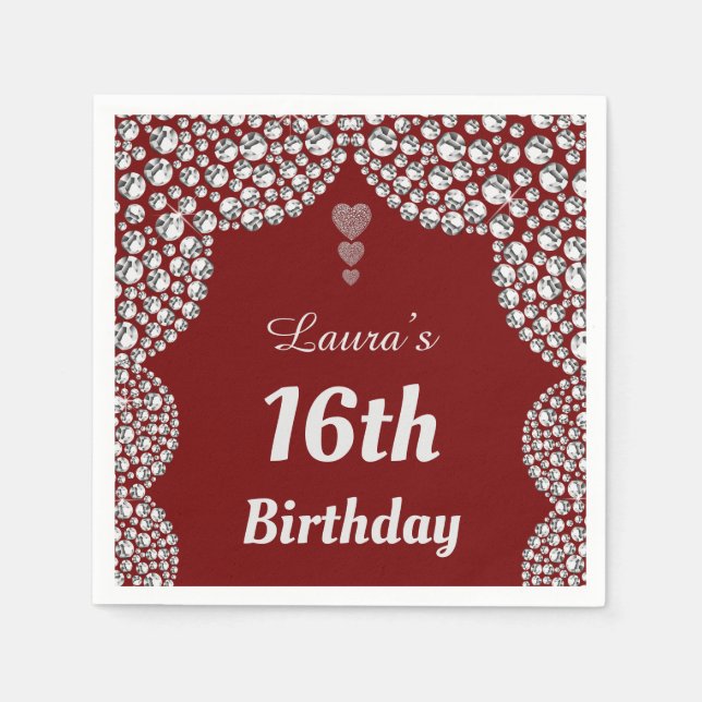 Personlig 16:e eller redigera åldern för party-blö pappersservett (Framsidan)