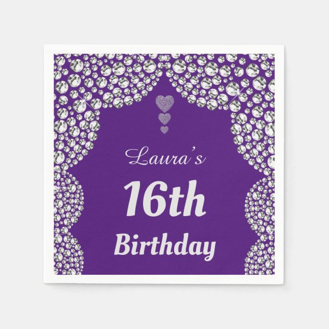 Personlig 16:e eller redigera åldern för party-blö pappersservett (Framsidan)