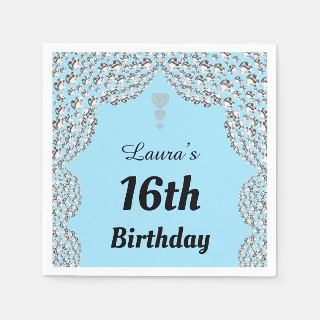 Personlig 16:e eller redigera åldern för party-blö pappersservett (Framsidan)