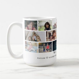 Personlig 16-foto mall Collage och text Kaffemugg
