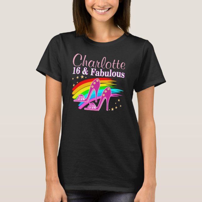 PERSONLIG 16 OCH FABULÖSA BIRTHDAY APPAREL T-SHIRT (Framsida)
