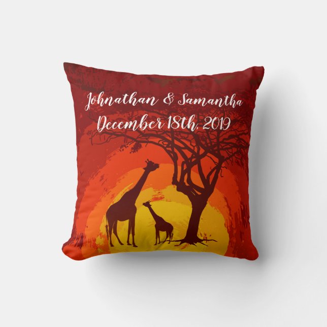 Personlig 16" x 16" Dekorativ kudde African Safari (Framsida)