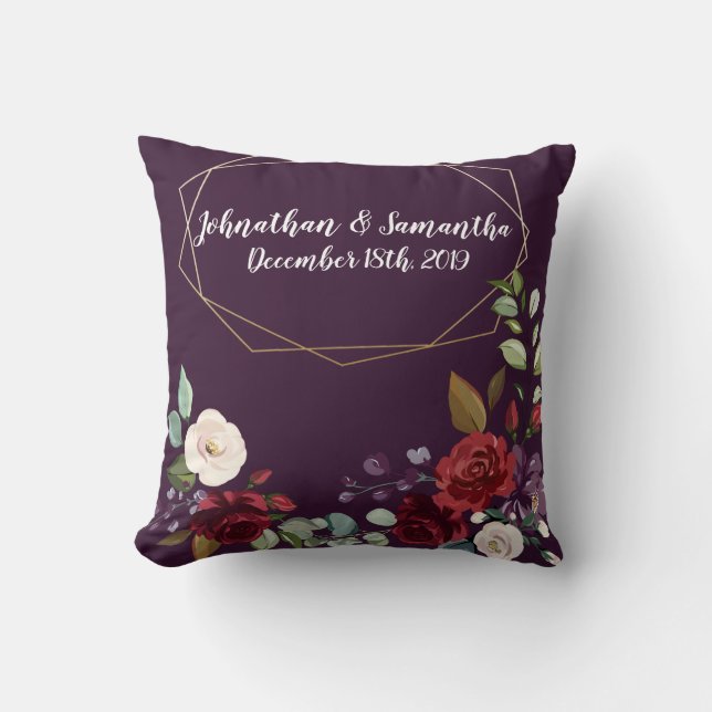 Personlig 16" x 16" Dekorativ kudde Plum Lila Ro (Framsida)