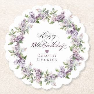 Personlig 18:e Lilan Lilac Flower Underlägg Papper