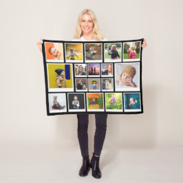 Personlig 18 Photo Collage Modern Trendig Black Fleecefilt