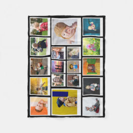 Personlig 18 Photo Collage Modern Trendig Black Fleecefilt