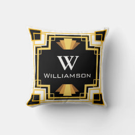 Personlig - 1920-talet Guld & Black Geometric Stil Kudde