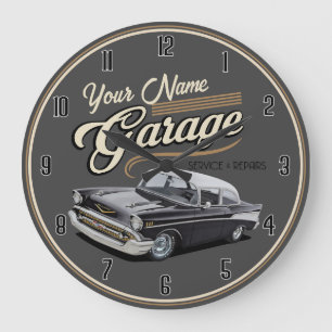 Personlig 1950's Garage Large Clock Stor Klocka