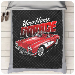 Personlig 1961 C1 Red Classic Sports Car Garage Fleecefilt