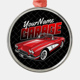 Personlig 1961 C1 Red Classic Sports Car Garage Julgransprydnad Metall