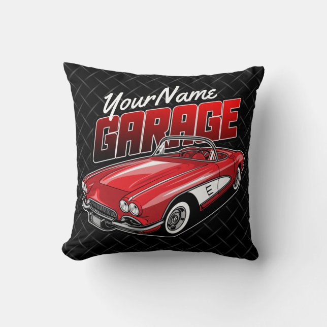 Personlig 1961 C1 Red Classic Sports Car Garage Kudde (Framsida)