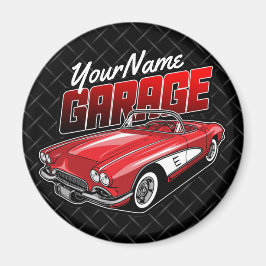 Personlig 1961 C1 Red Classic Sports Car Garage Magnet