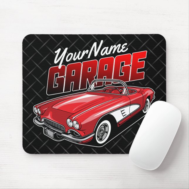 Personlig 1961 C1 Red Classic Sports Car Garage Musmatta (Med mus)