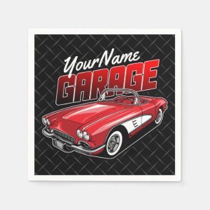 Personlig 1961 C1 Red Classic Sports Car Garage Pappersservett