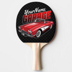 Personlig 1961 C1 Red Classic Sports Car Garage Pingisracket