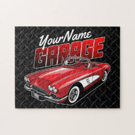 Personlig 1961 C1 Red Classic Sports Car Garage Pussel