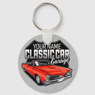 Personlig 1966 Car Garage för konvertibla klassis Nyckelring