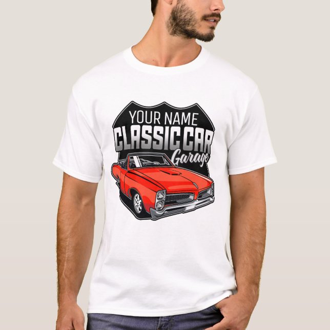 Personlig 1966 Car Garage för konvertibla klassisk T Shirt (Framsida)