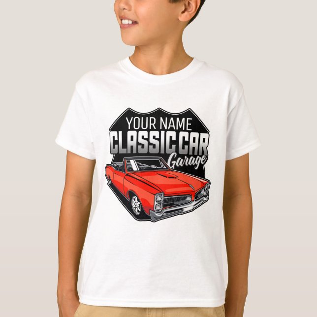 Personlig 1966 Car Garage för konvertibla klassisk T Shirt (Framsida)