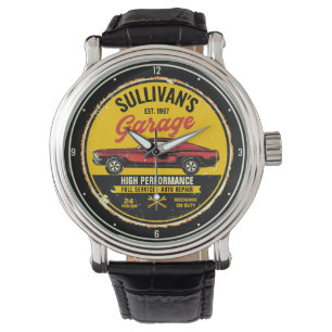 Personlig 1967 Fastback Red Classic Car Garage Armbandsur