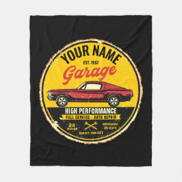 Personlig 1967 Fastback Red Classic Car Garage Fleecefilt