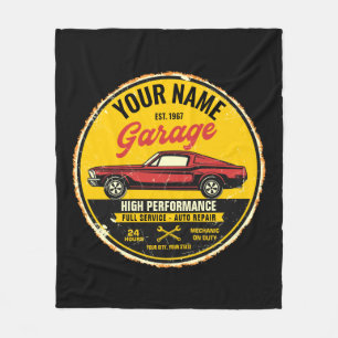 Personlig 1967 Fastback Red Classic Car Garage Fleecefilt