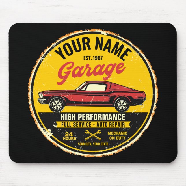 Personlig 1967 Fastback Red Classic Car Garage Musmatta (Framsidan)
