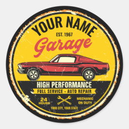 Personlig 1967 Fastback Red Classic Car Garage Runt Klistermärke