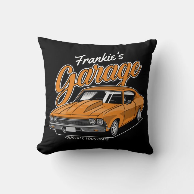 Personlig 1968 396 Klassiskt bilgarage Kudde (Framsida)