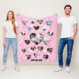 Personlig 19 rosa för fotokollage, anpassningsbar fleecefilt