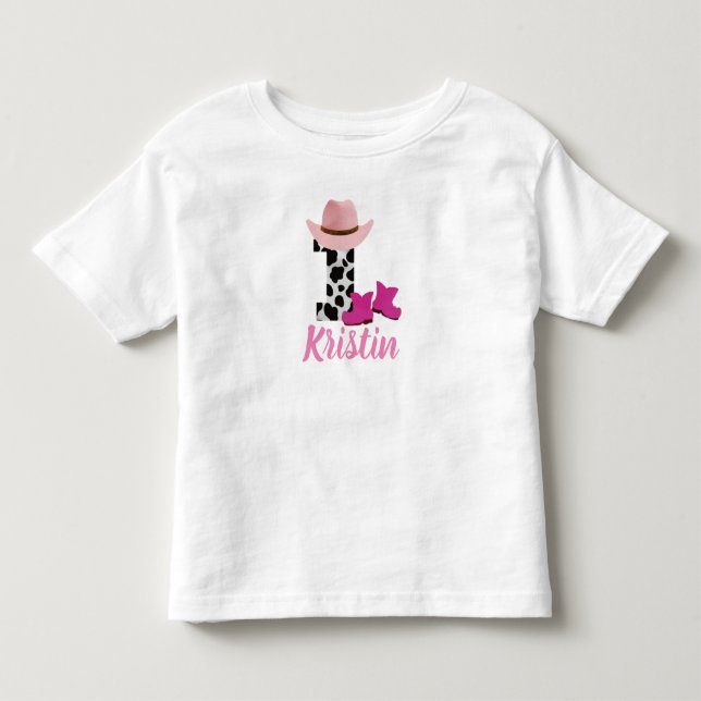 Personlig 1:a födelsedagen Cowgirl T Shirt (Framsida)