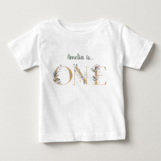 Personlig 1:a födelsedagen T-Shirt (Framsida)