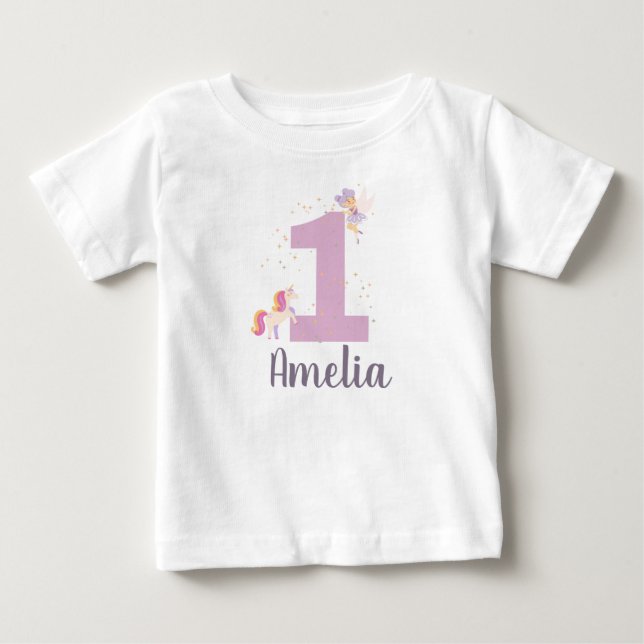 Personlig 1:a födelsedagen T-Shirt (Framsida)