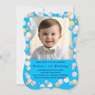 Personlig 1:a födelsedagsfotofoto inbjudningar