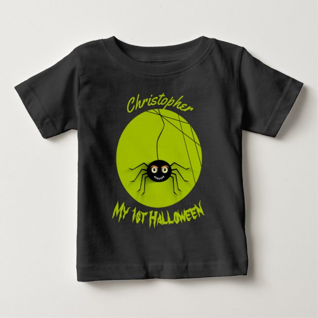 Personlig 1:a Halloween-deoky Spider T Shirt (Framsida)