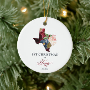 Personlig 1:a jul i Texas State Blommigt Julgransprydnad Keramik