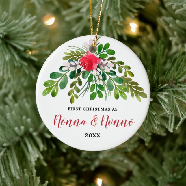 Personlig 1:a jul som Nonna Nonno-italienska Julgransprydnad Keramik (Träd)