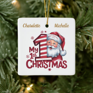 Personlig 1:a julafton-pojken Santa Ceramic Julgransprydnad Keramik