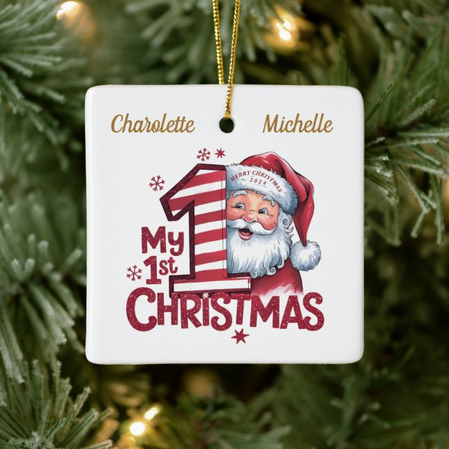 Personlig 1:a julafton-pojken Santa Ceramic Julgransprydnad Keramik (Träd)