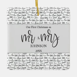 Personlig 1: a julen, gift kärlek bröllop julgransprydnad keramik