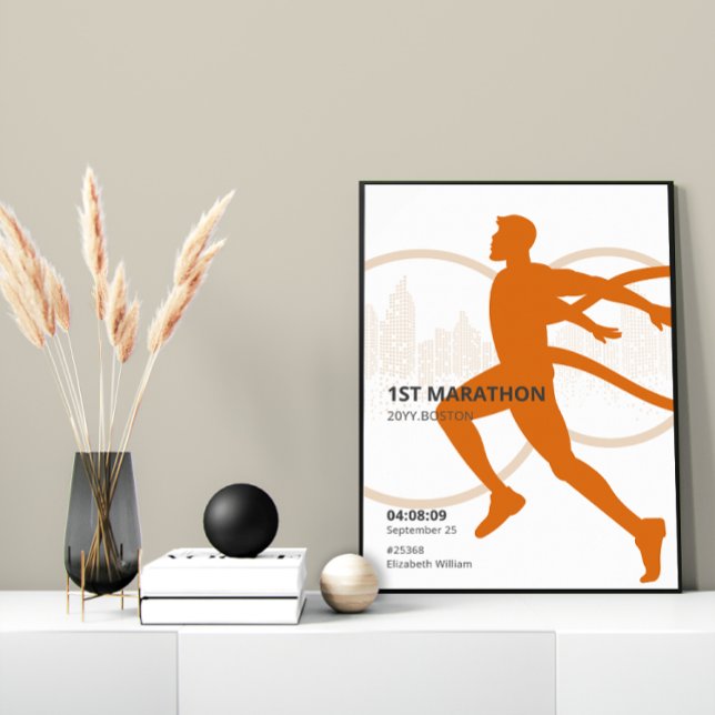 Personlig 1:a Marathon Springer Gift Poster (Personalized 1st Marathon Runner Gift Poster)