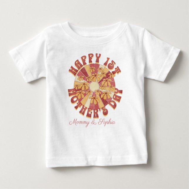 Personlig 1:a Mors dag Baby T-Shirt (Framsida)