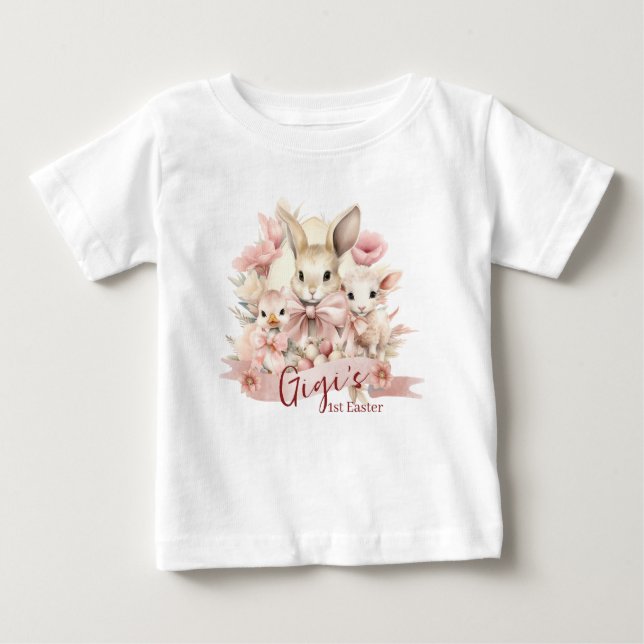 Personlig 1:a Påsk Baby T-Shirt (Framsida)