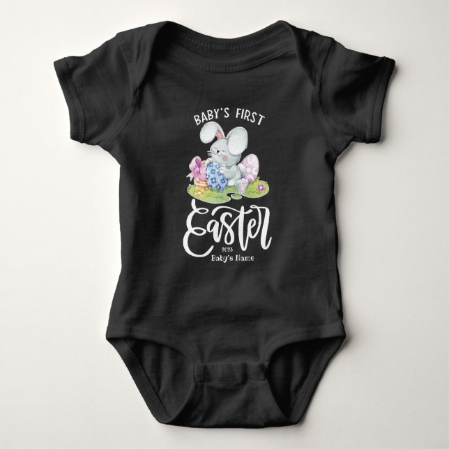 Personlig 1:a Påsk med Cute Bunny T Shirt (Framsida)