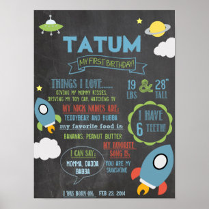 Personlig 1 år poster med kalkbordsutrymme
