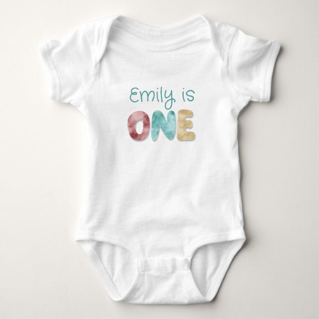 Personlig 1 första födelsedag Baby T Shirt (Framsida)